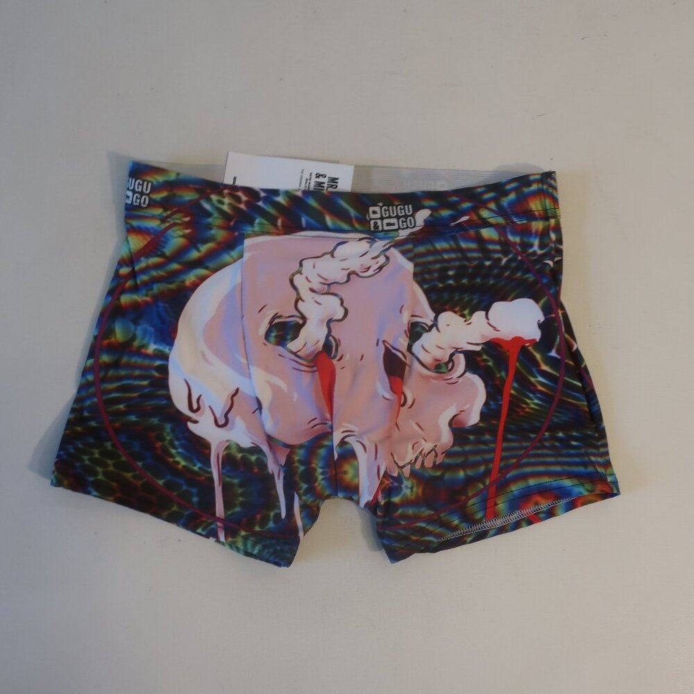 NWT Womens Mr. Gugu & Miss Go Active Rainbow/Multi Print Booty Shorts M *